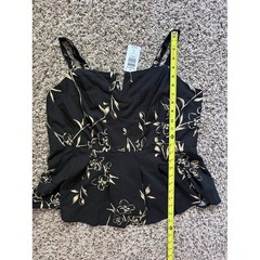 Torrid Peplum Challis Cami Eloise Floral Deep Black Notched Cami Top Size 0 L 12