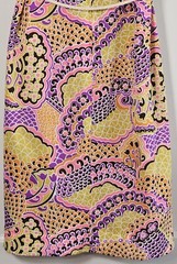 VTG Dress Cape Cod Casuals Women’s 14 1/2 Gold Pink Psychedelic Floral Belted