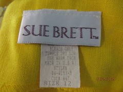 VTG. SUE BRETT SLEEVELESS DRESS YELLOW SIZE 12 VGUC
