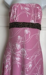Vintage 90s Y2K PS PerSeption Pink Floral Asymmetrical Strapless Empire Dress SM