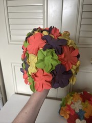 2 Vintage Jantzen Swim Cap Flower Multicolor Rubber Petal 1960s Retro Style