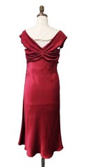 VTG John Galliano 2007 Burgundy Red Crepe Satin Bias Cut Dress Sz 12/ 44 Y2K