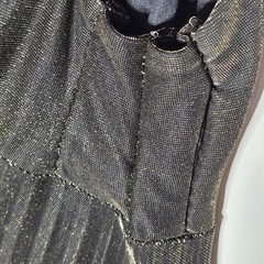 Vintage Filigree Ltd Collection Womens Mini Dress Black Gold Sparkles Pleated