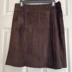 Vintage Genuine Soft Suede Leather Brown Mini Skirt Max Studio Size 4/small