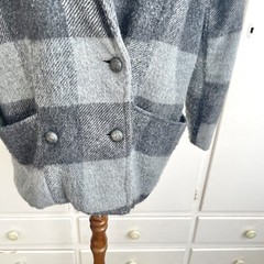 Re-worked Vintage Jacket Grey Check Size 16 Wool Blend 80’s Style