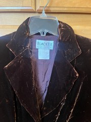 Vintage BlackTie Oleg Cassini Chocolate Brown Crushed Velvet Jacket, Size 8