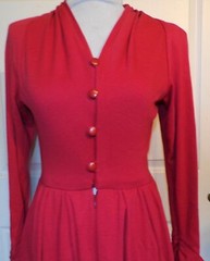 Vintage Red Wool Nina Ricci Full Skirt Dress B36 Size 40