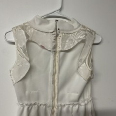 Vintage Women’s White Sleeveless Dress Large Belt Loops With Tie Juniors Size 7