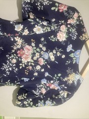 Vintage 1980s Willow Ridge Navy Floral Dress Size 12P Day Sundress Cottagecore