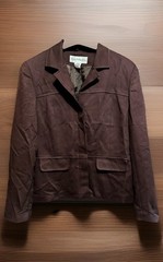 Norton McNaughton Hudson Blazer Women’s 10 Brown Faux Pockets Button Up Vtg 90s