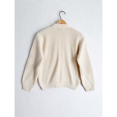 Vintage Cream Waffle Knit Cardigan Sweater 100% Virgin Orlon Acrylic Ivory L