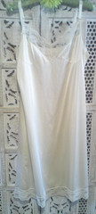 Vintage 70’s? White Antron III Nylon Full Slip Lace Trim Split Side Size 40
