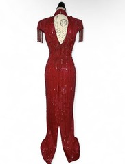 Vintage RARE 1980s Silk Heavily Beaded Sequin Dress Prom Pageant Gown Sz L