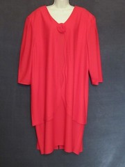 80’s Vintage Risa Ann Vixen Red Poly Knit Rosette Draped Plus Size Party Dress