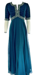 NWT Victor Costa Gown Sz 8 Emerald Green Empire Waist Chiffon Evening Dress $595