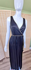 RARE VTG 70s Disco Karida Sheer Black Dress Long Studio 54 Glamour Small Sz 4-6