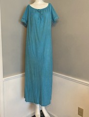 Vintage Gloria Moret Blue Terry Cloth Maxi Dress Size M Made In USA Retro 1970s