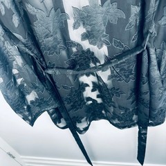 Victoria’s Secret Vintage Gold Label Black Sheer Floral Burnout Robe Large