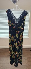 Vintage Y2K Bebe Cherry Print Lace Trim Slip Dress, Black Red, Women’s Size M