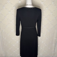 VTG Max Studio Rayon Blend Little Black Opaque Dress Bell Sleeves Medium 36 Bust
