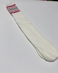VTG Socks 80’s Women’s Acrylic Tube White Pink Peach Gray USA Made 19”.