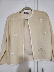 VTG 50s Cream Cardigan Embroidered Mushrooms Rare Mushroomcore Fairycore