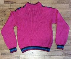 Vtg JJ Fargo Pink Textured Sweater – Women’s MEDIUM – Tassel Shoulder Pad Korea