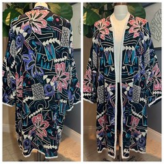 Rare VTG Judith Ann Plus Art To Wear Silk Hand Beaded Kimono Duster Jacket 16-18