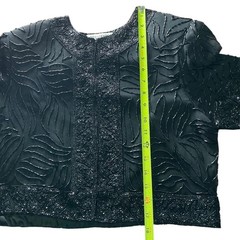 BRILLIANTE BY J.A. Black Beaded Bolero Jacket Cropped Evening Wear Size P/S