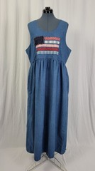 Vintage Susan Bristol Denim Jumper w Applique R/W/B Flag Design Size 14
