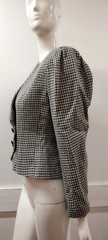Neiman Marcus Wide Big Shoulders Avante-garde Jacket Wool Black Houndstooth 80s