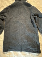 Vtg 90s LL Bean H421 Duffle Coat Wool USA Made Blue Wood Buttons Womans Large