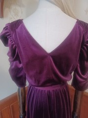 Vintage 1970s J.M. II Purple Velour Witchy Whimsigoth Victorian Revival Dress