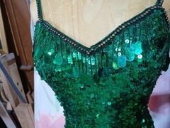 1980s Green Sequins Dress Vintage Alyce Designs Holiday Party Size 4
