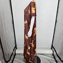 Vintage 1970s Handmade Kanebo Cotton Sheer Brown Floral Caftan Maxi Dress (OSFM)