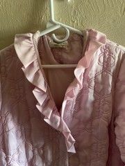 VTG Sears Best Womens Quilted Nylon Robe Light Pink Sz M 1960s Embroidered Pocke