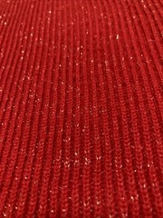 Vintage Jeanne Pierre Red Glitter Sweater Tunic 1980s Wool Blend V-Neck Small