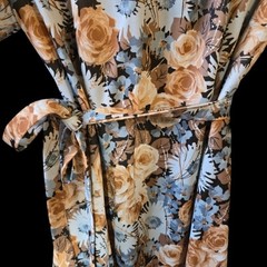Vintage Floral Dress Tie Front Wearables Made In USA Size 16