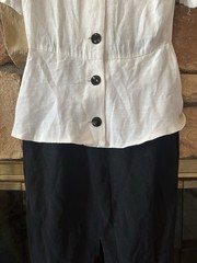 VTG 80s Tina Barrie USA Women’s Black White Button Pencil Dress Office Secretary