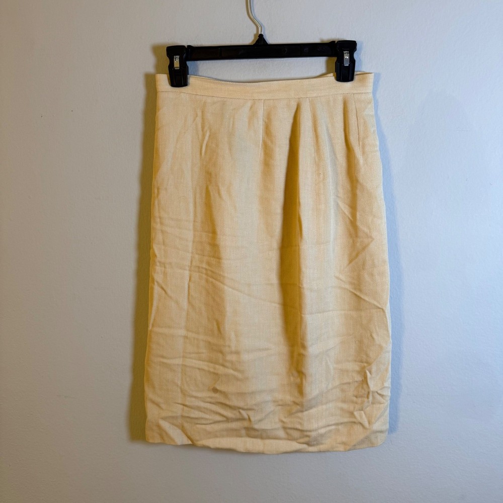 Vintage Burberrys Womens Beige Rayon Wool Pencil Skirt Made in USA Size 6