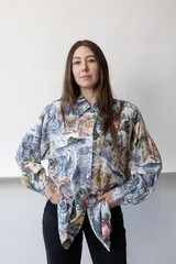 Vintage 90s Tapestry Baroque Floral Viscose Shirt Women’s M Oversized 1990s