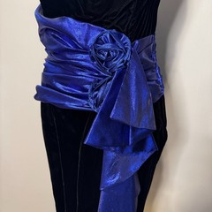 VINTAGE 80s Jessica McClintock Gunne Sax Velvet Metallic Strapless Dress SZ 11