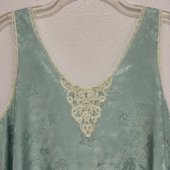 Vintage Deena Seafoam Satin Floral Coquette Fairycore Nightgown Slip Dress