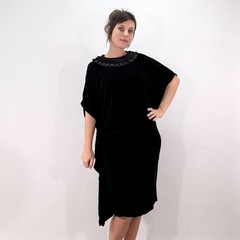 Vintage 90s Velvet Cape Dress Veronique Branquinho Draped Knee-Length Dress