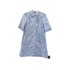 VTG THE TOG SHOP Blue w/ Flower Butterfly Print Short Sleeve House Coat