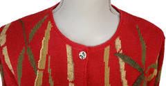 Vintage Susan Bristol Cardigan Sweater Women’s M Medium Linen Blend Red PANDA