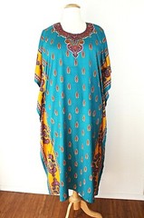 NWOT VTG SANTE CLASSICS Kaftan Maxi Dress One Size Multicolor BOHO Tribal #03