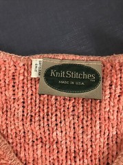Vintage 1980s Chenille Knit Pullover Sweater V Neck Peach New Junior S