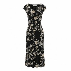 EMANUEL UNGARO MADE IN PARIS SILK SHEER Y2K Floral Mid Length Dress Sz 6 Vintage