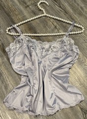 VTG 80s Collectible Classics Women’s Lilac Silky Satin Nylon Floral Laced Cami M